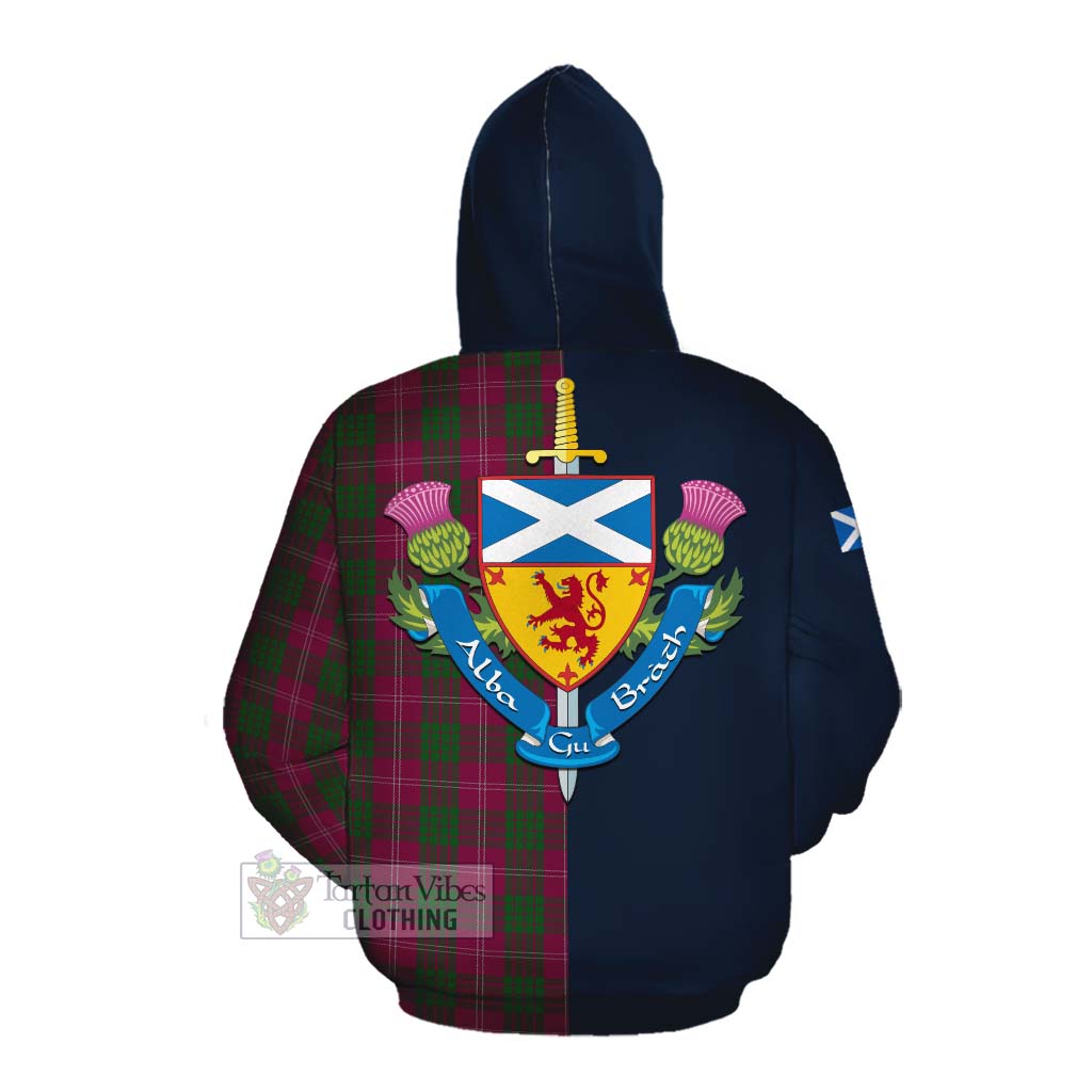 Tartan Vibes Clothing Crawford Tartan Cotton Hoodie Alba with Scottish Lion Royal Arm Half Style