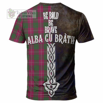Crawford Tartan Family Crest T-Shirt Alba Gu Brath Be Brave Lion Ancient Style - Tartan Vibes Clothing