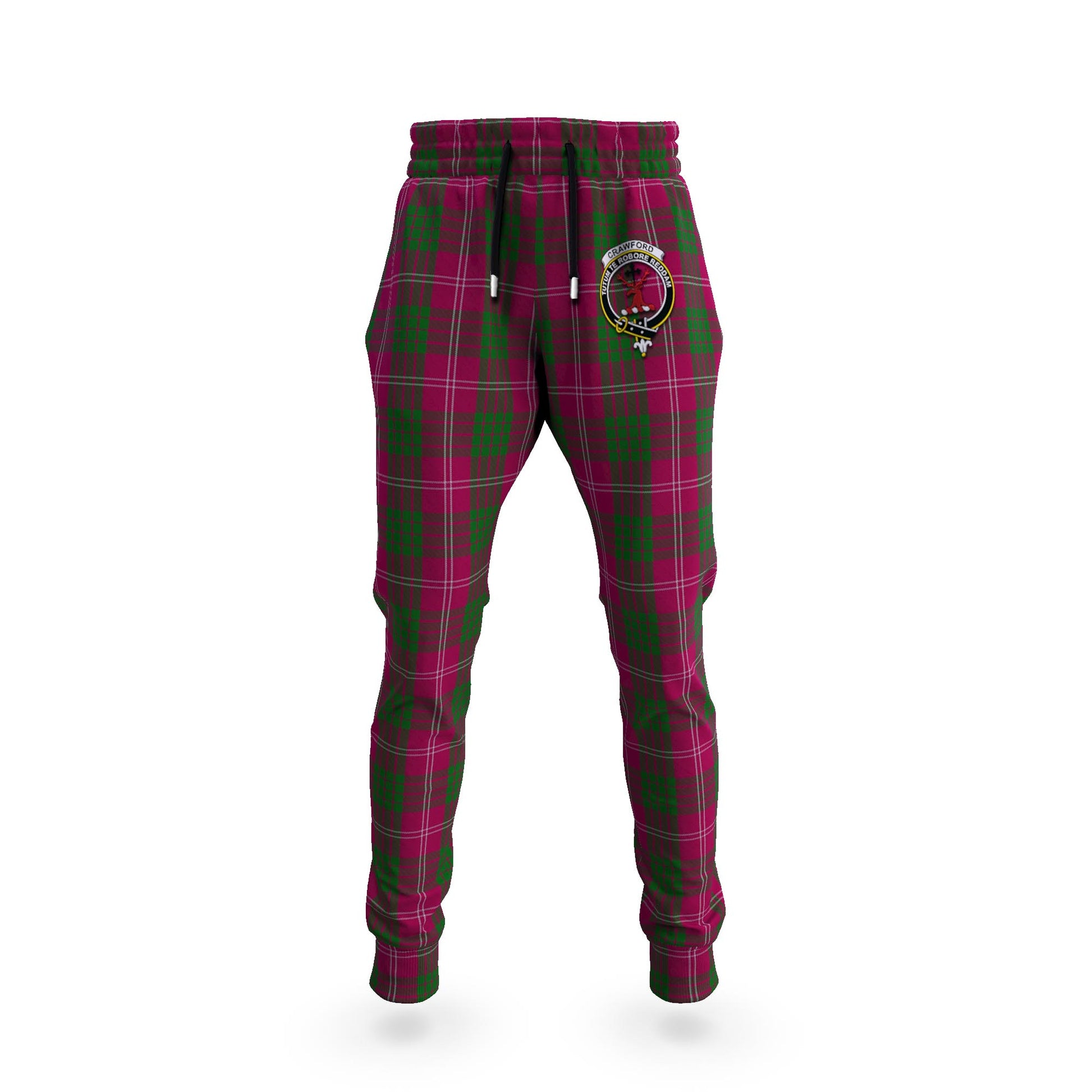 Crawford Tartan Joggers Pants with Family Crest 5XL - Tartan Vibes Clothing