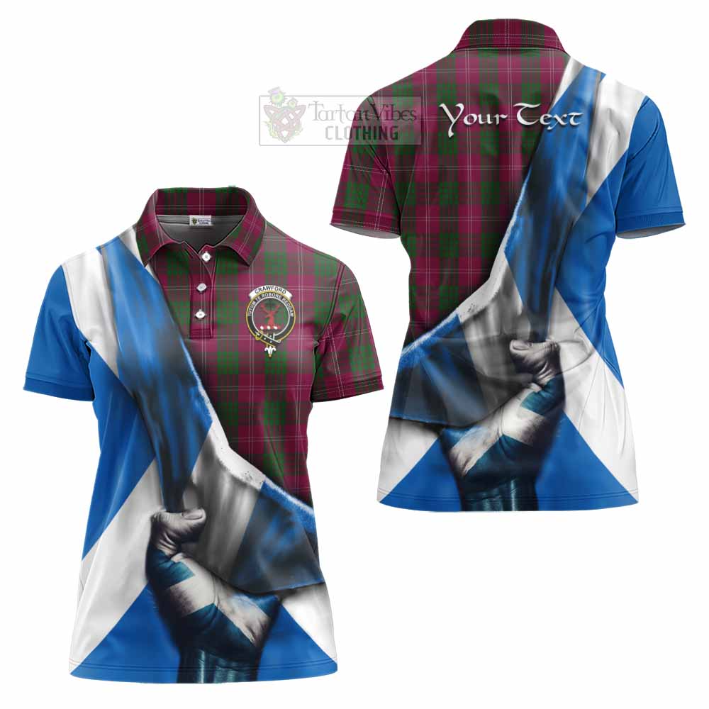 Tartan Vibes Clothing Crawford Tartan Women's Polo Shirt with Family Crest Scotland Patriotic Style