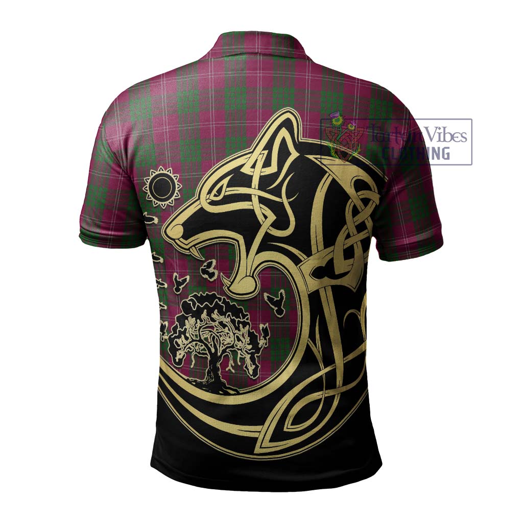 Tartan Vibes Clothing Crawford Tartan Polo Shirt with Family Crest Celtic Wolf Style