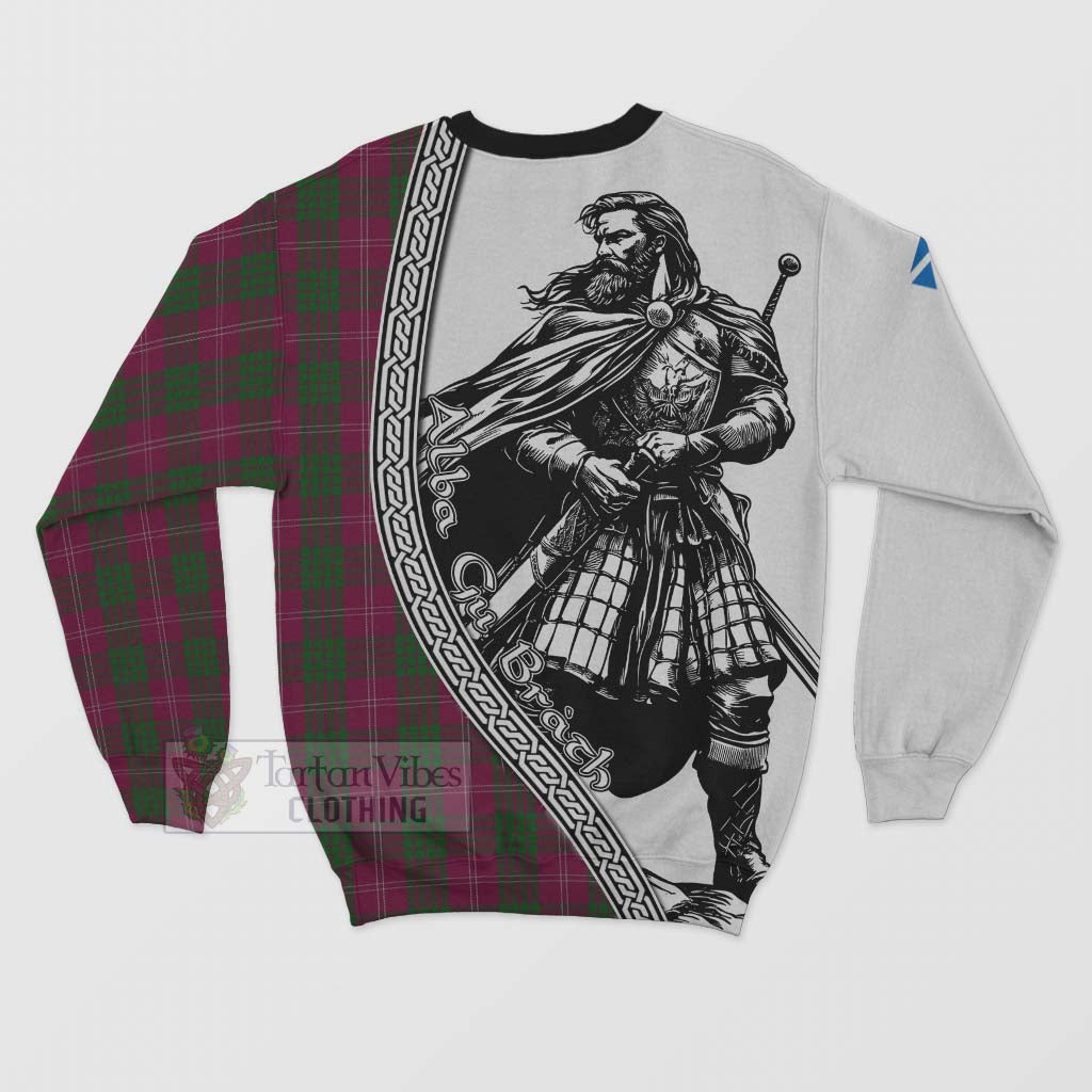 Tartan Vibes Clothing Crawford Tartan Clan Crest Sweatshirt with Highlander Warrior Celtic Style