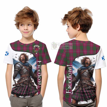 Crawford Crest Tartan Kid T-Shirt Inspired by the Freedom of Scottish Warrior