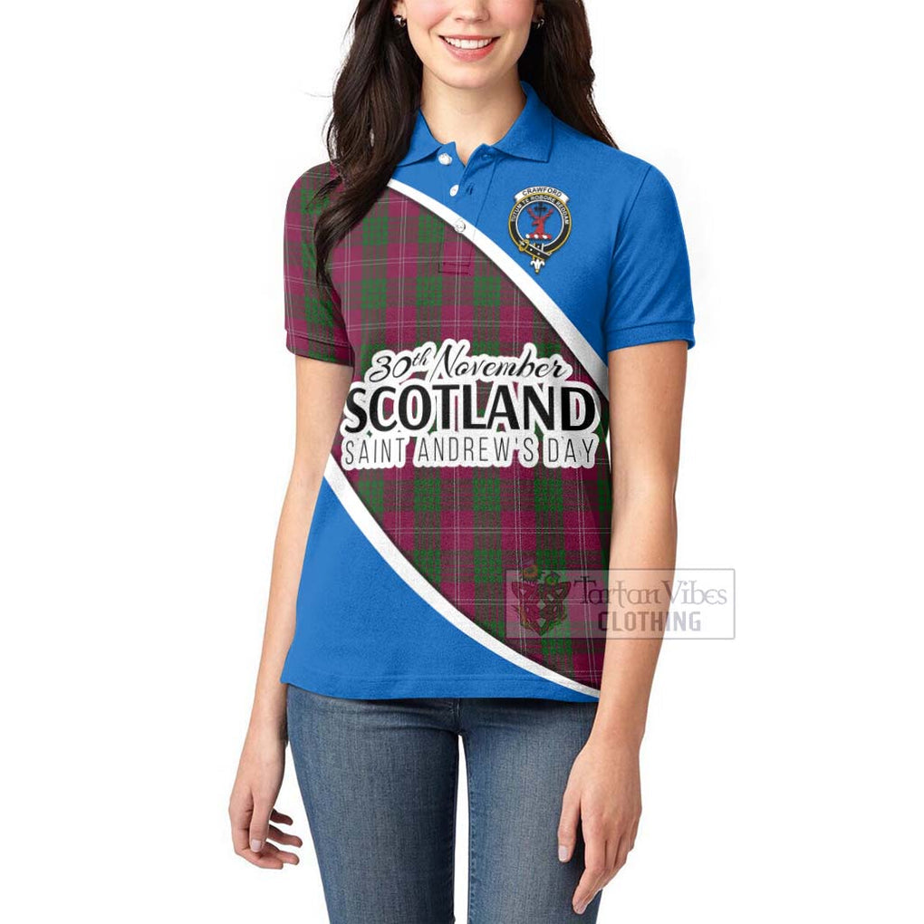 Tartan Vibes Clothing Crawford Family Crest Tartan Women's Polo Shirt Celebrate Saint Andrew's Day in Style