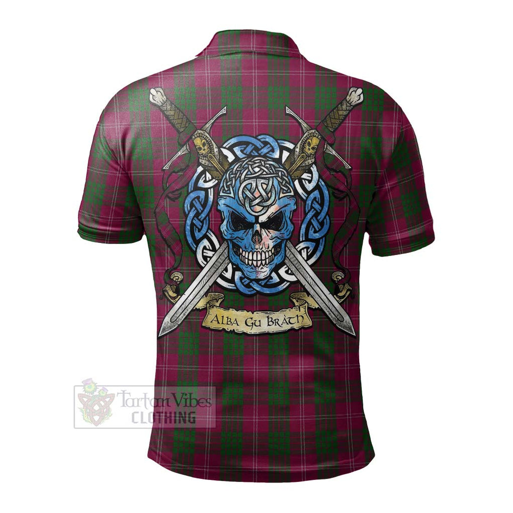 Tartan Vibes Clothing Crawford Tartan Polo Shirt with Family Crest Celtic Skull Style