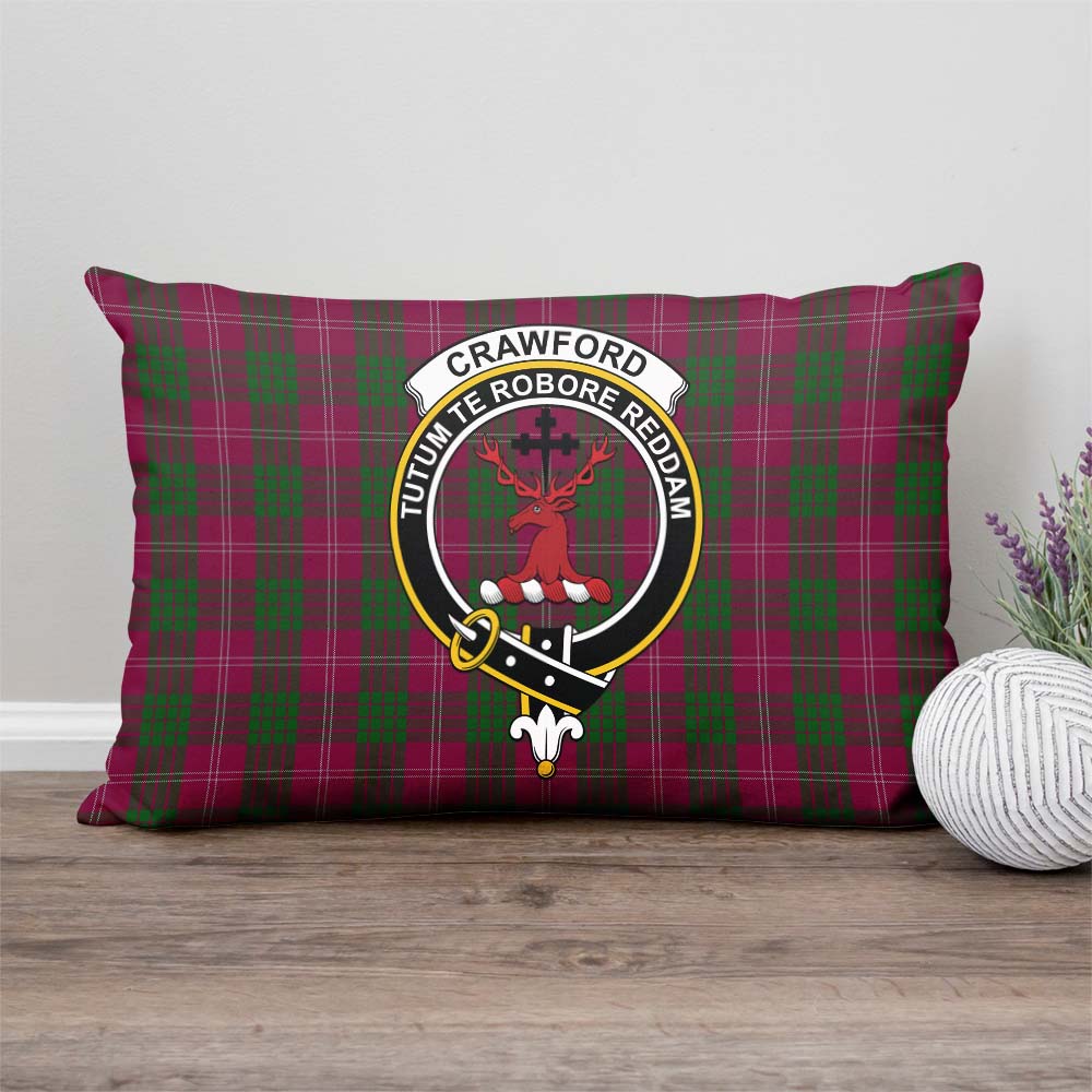 Crawford Tartan Pillow Cover with Family Crest Rectangle Pillow Cover - Tartanvibesclothing