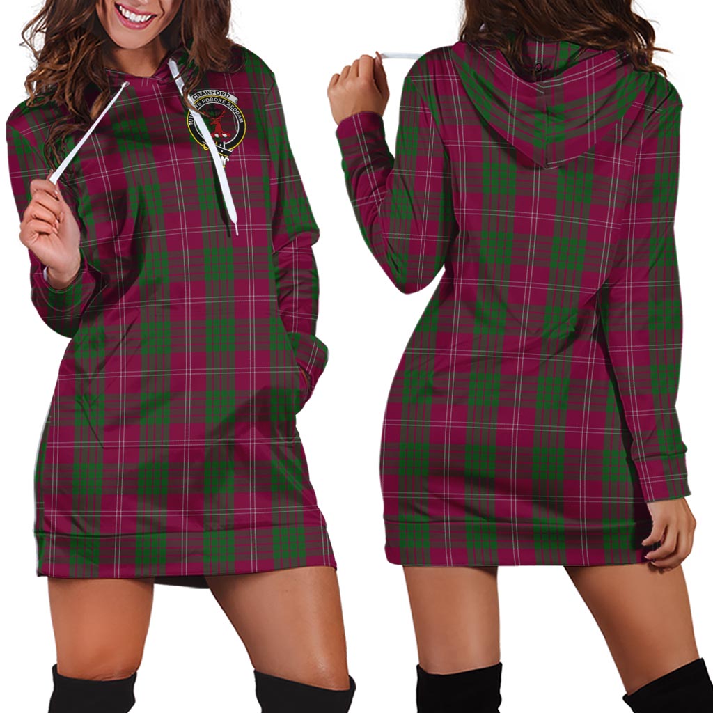 Crawford Tartan Hoodie Dress with Family Crest - Tartanvibesclothing