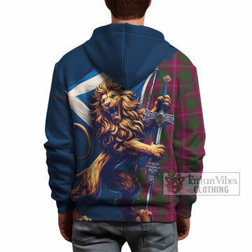 Crawford Tartan Family Crest Hoodie with Scottish Majestic Lion