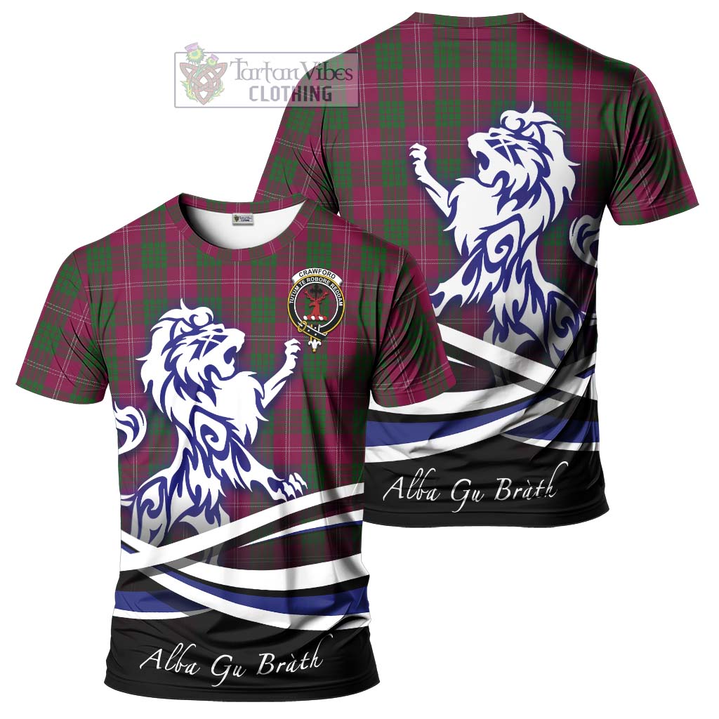 Tartan Vibes Clothing Crawford Tartan Cotton T-shirt with Alba Gu Brath Regal Lion Emblem