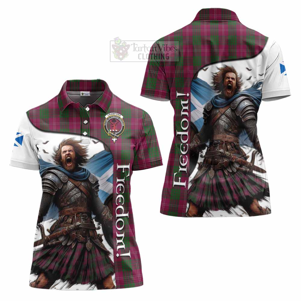 Tartan Vibes Clothing Crawford Crest Tartan Women's Polo Shirt Inspired by the Freedom of Scottish Warrior