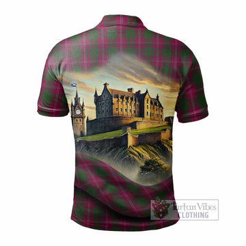 Crawford Tartan Family Crest Polo Shirt with Scottish Ancient Castle Style - Tartan Vibes Clothing