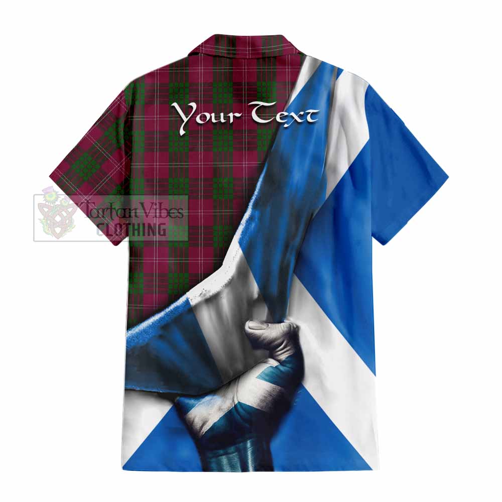 Tartan Vibes Clothing Crawford Tartan Short Sleeve Button Shirt with Family Crest Scotland Patriotic Style