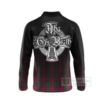 Crawford Tartan Long Sleeve Polo Shirt Featuring Alba Gu Brath Family Crest Celtic Inspired