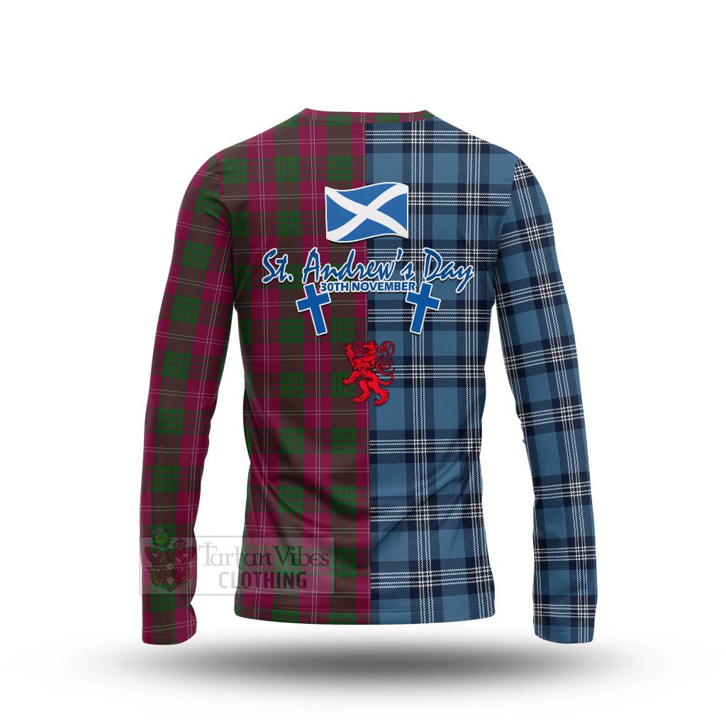 Tartan Vibes Clothing Crawford Tartan Long Sleeve T-Shirt Happy St. Andrew's Day Half Tartan Style