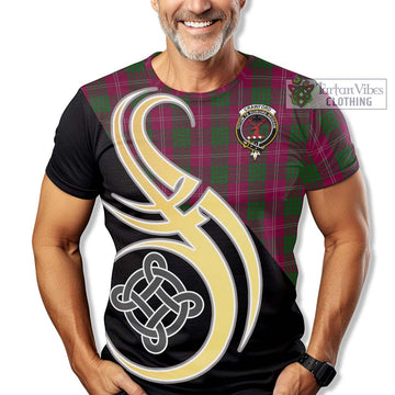 Crawford Tartan T-Shirt with Family Crest and Celtic Symbol Style