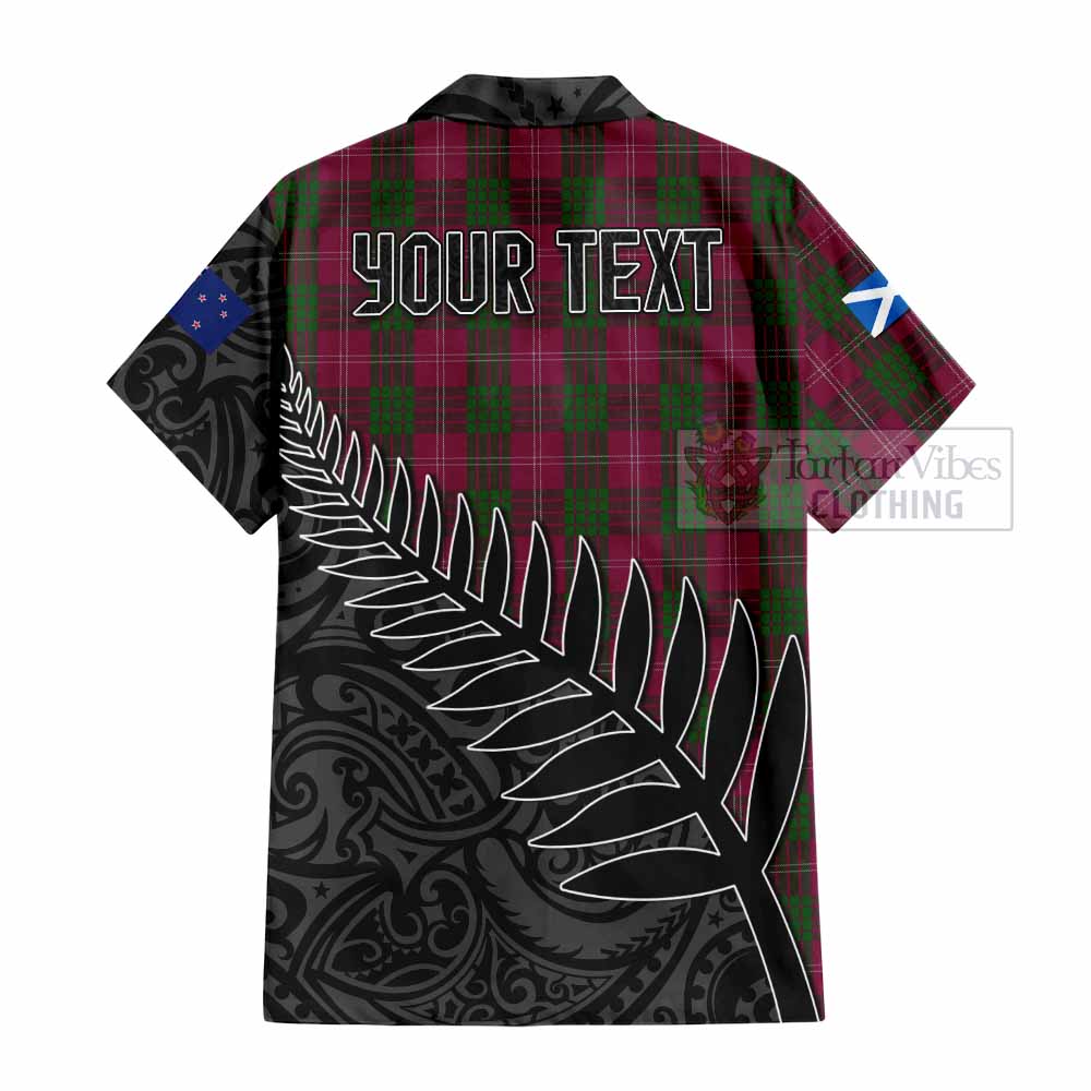 Tartan Vibes Clothing Crawford Crest Tartan Short Sleeve Button Shirt with New Zealand Silver Fern Half Style