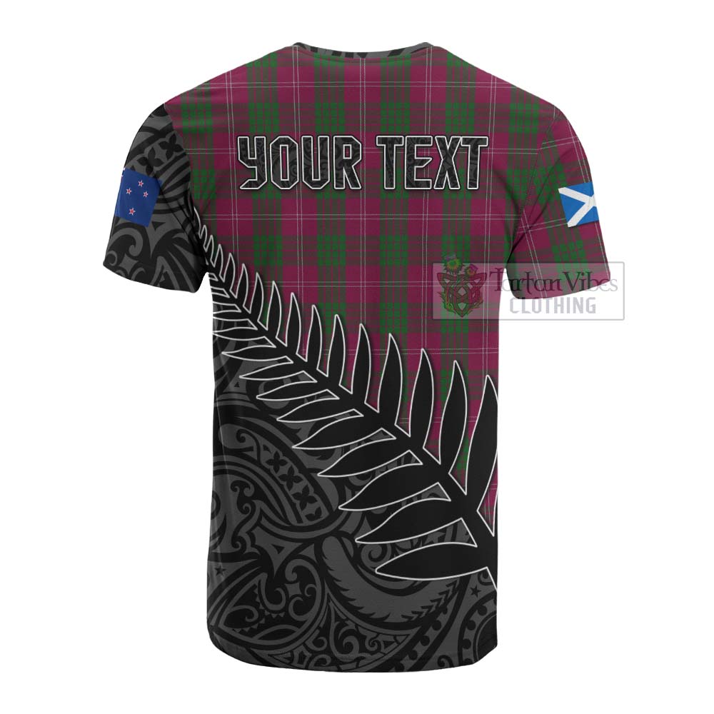 Tartan Vibes Clothing Crawford Crest Tartan Cotton T-shirt with New Zealand Silver Fern Half Style