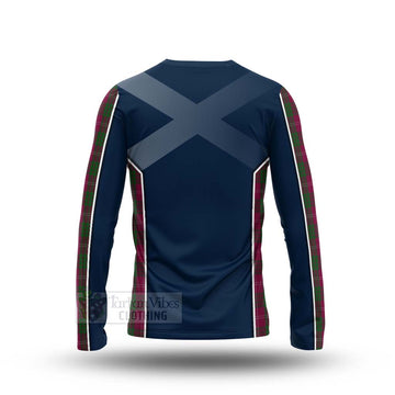 Crawford Tartan Long Sleeve T-Shirt with Family Crest and Scottish Thistle Vibes Sport Style