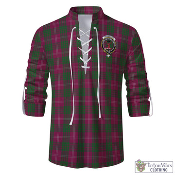 Crawford Tartan Men's Scottish Traditional Jacobite Ghillie Kilt Shirt with Family Crest