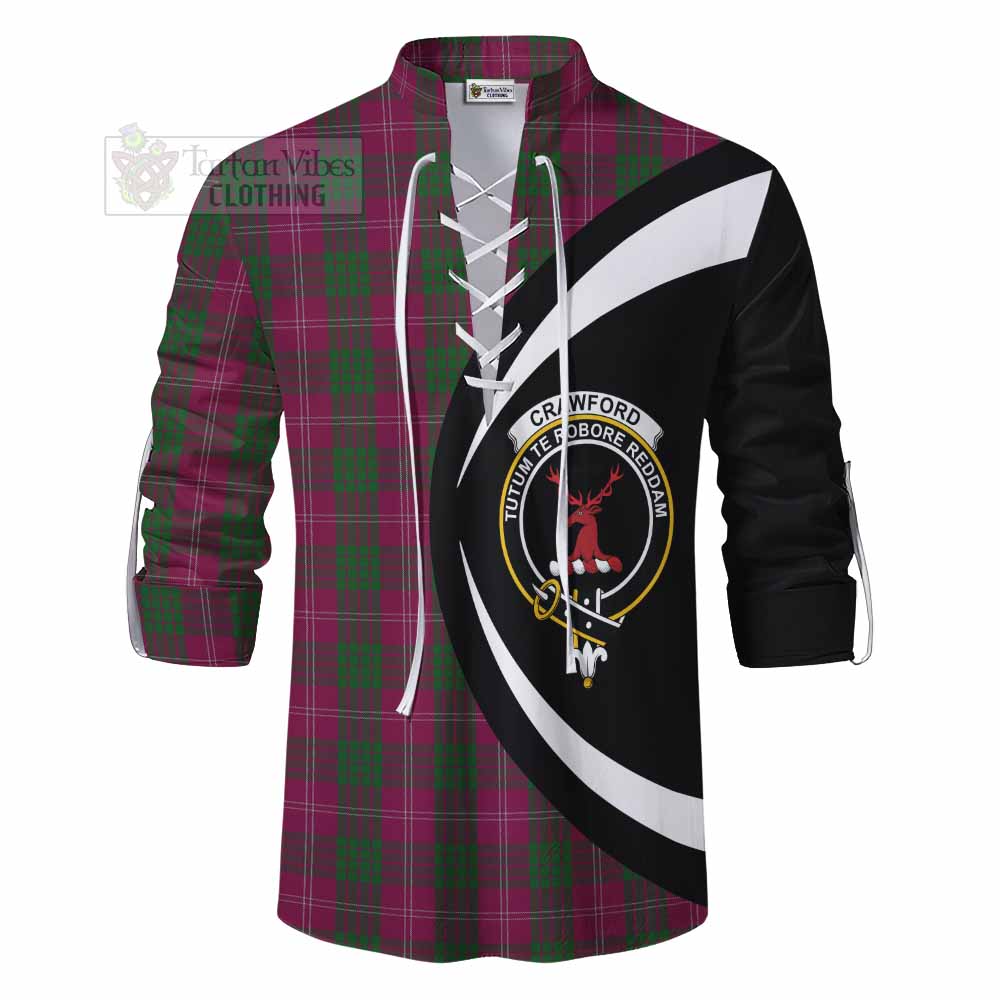 Tartan Vibes Clothing Crawford Tartan Ghillie Kilt Shirt with Family Crest Circle Style