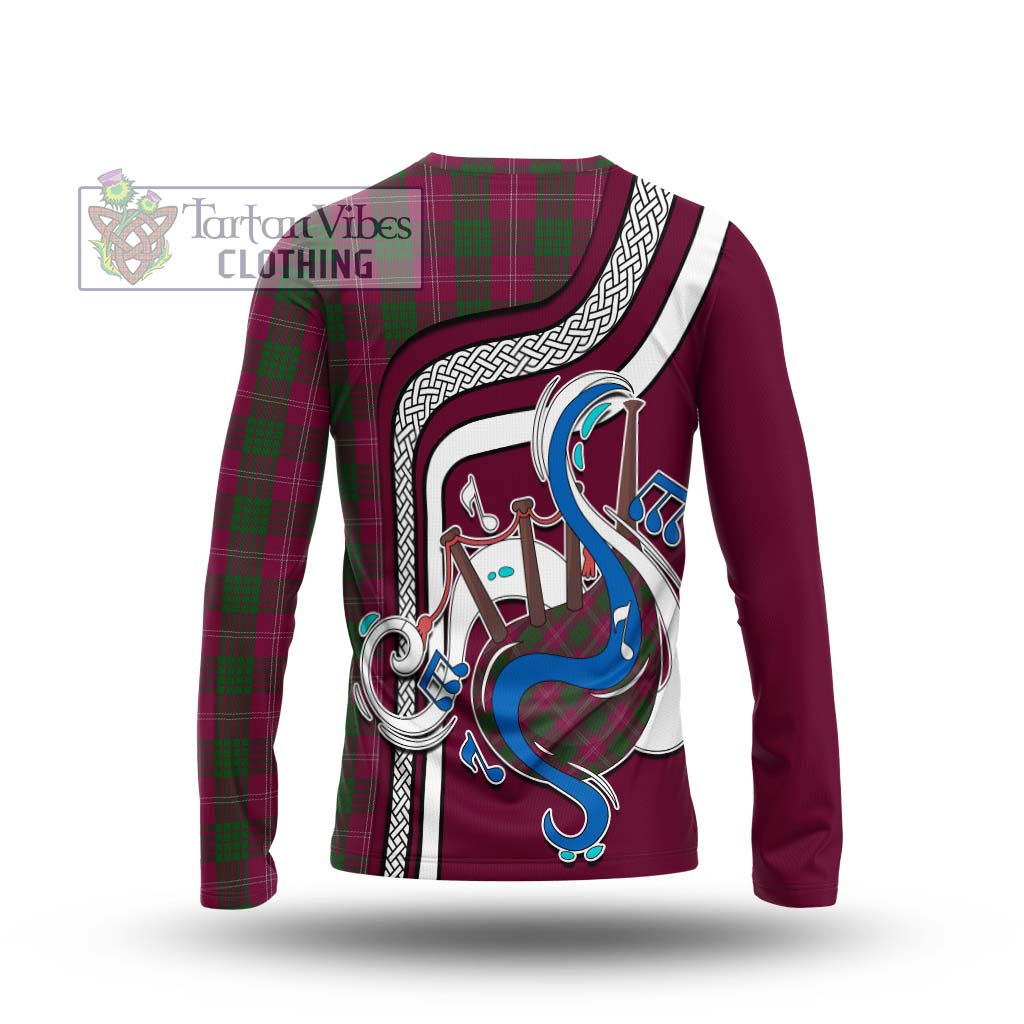 Tartan Vibes Clothing Crawford Tartan Long Sleeve T-Shirt with Epic Bagpipe Style