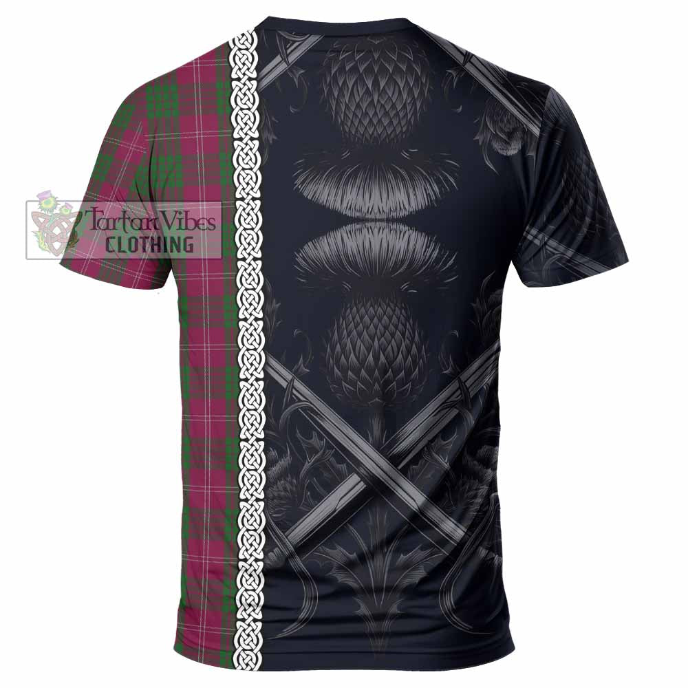 Tartan Vibes Clothing Crawford Tartan T-Shirt with Family Crest Cross Sword Thistle Celtic Vibes