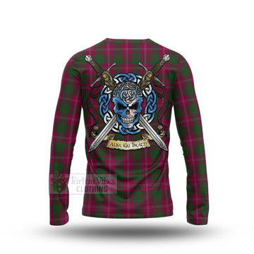 Crawford Tartan Long Sleeve T-Shirt with Family Crest Celtic Skull Style