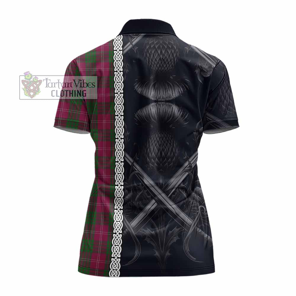 Tartan Vibes Clothing Crawford Tartan Women's Polo Shirt with Family Crest Cross Sword Thistle Celtic Vibes