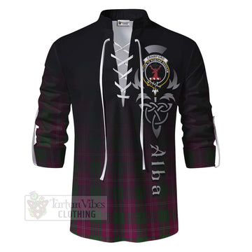 Crawford Tartan Ghillie Kilt Shirt Featuring Alba Gu Brath Family Crest Celtic Inspired