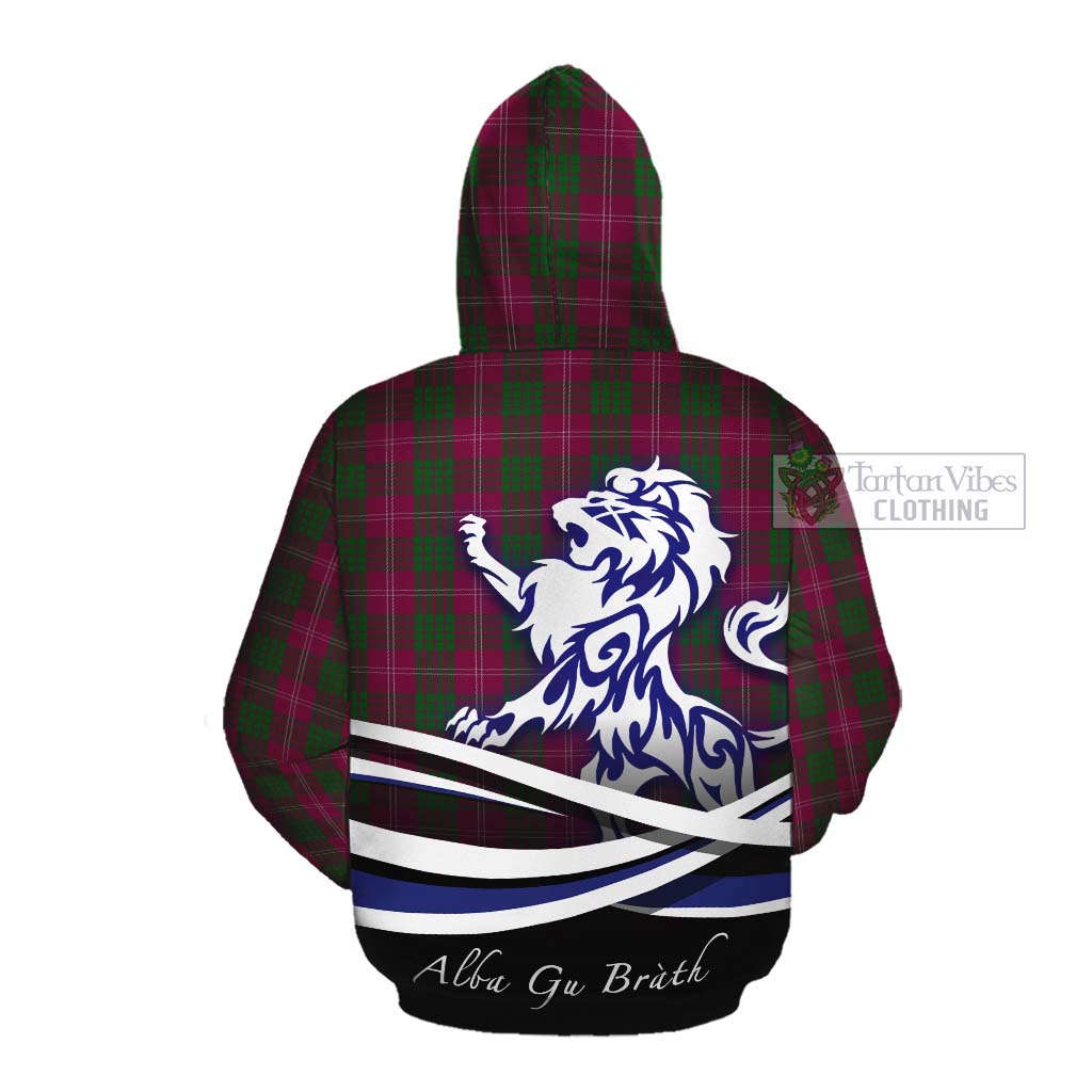 Tartan Vibes Clothing Crawford Tartan Cotton Hoodie with Alba Gu Brath Regal Lion Emblem