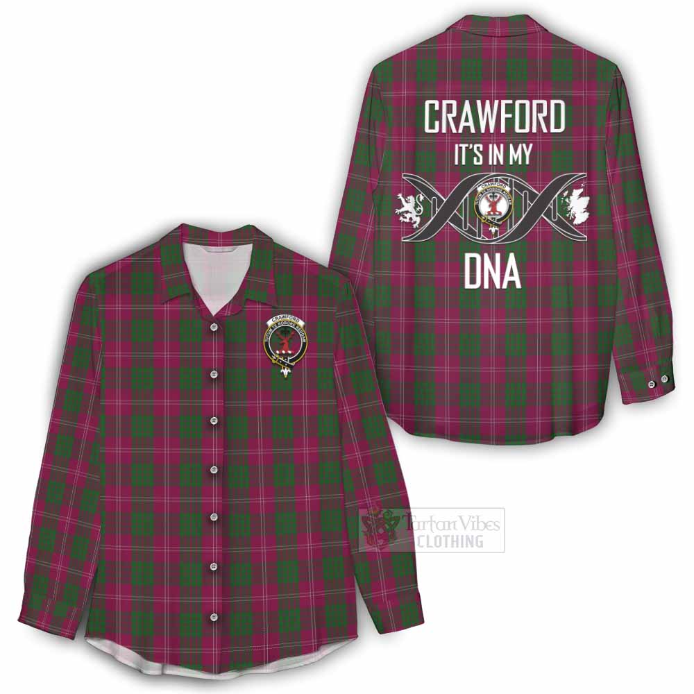 Tartan Vibes Clothing Crawford Tartan Women's Casual Shirt with Family Crest DNA In Me Style