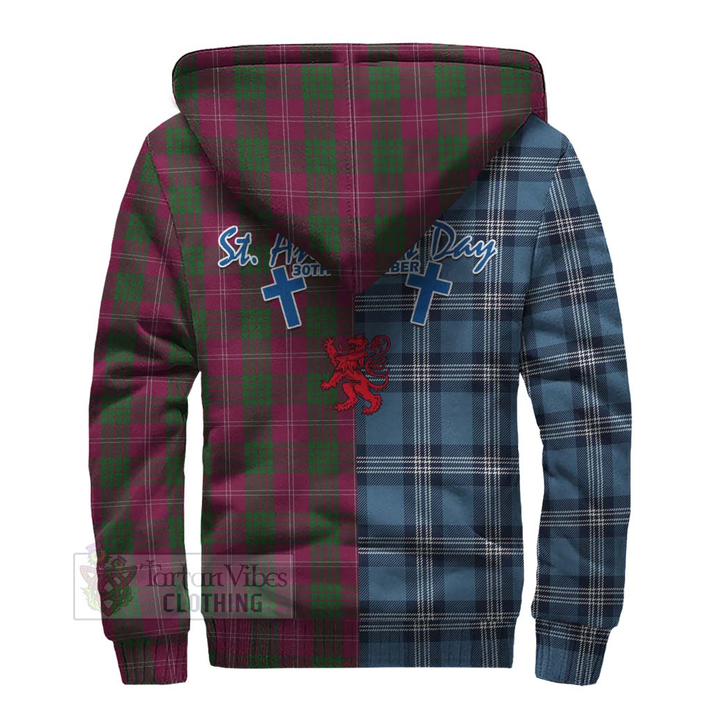 Tartan Vibes Clothing Crawford Tartan Sherpa Hoodie Happy St. Andrew's Day Half Tartan Style