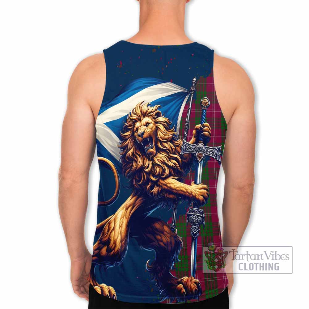 Tartan Vibes Clothing Crawford Tartan Family Crest Men's Tank Top with Scottish Majestic Lion