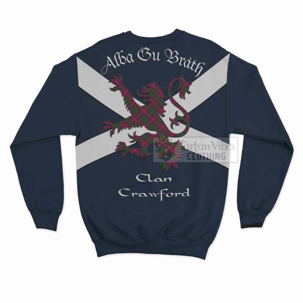 Tartan Vibes Clothing Crawford Tartan Lion Rampant Sweatshirt – Proudly Display Your Heritage with Alba Gu Brath and Clan Name