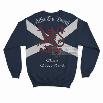 Crawford Tartan Lion Rampant Sweatshirt  Proudly Display Your Heritage with Alba Gu Brath and Clan Name