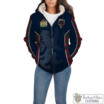 Crawford Tartan Sherpa Hoodie with Family Crest and Lion Rampant Vibes Sport Style
