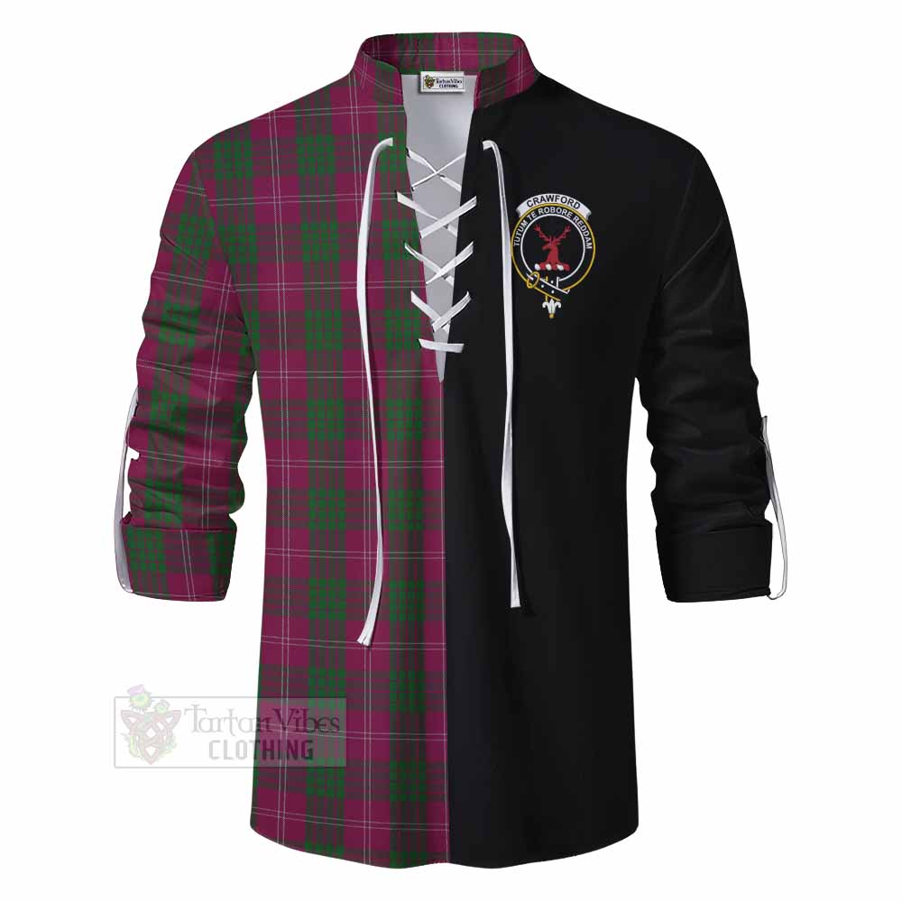 Tartan Vibes Clothing Crawford Tartan Ghillie Kilt Shirt with Family Crest and Half Of Me Style