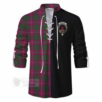 Crawford Tartan Ghillie Kilt Shirt with Family Crest and Half Of Me Style