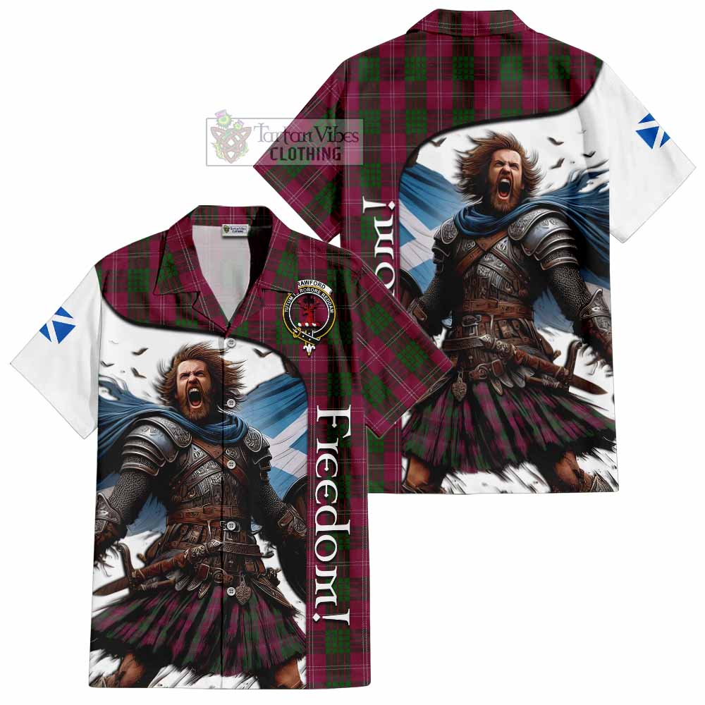 Tartan Vibes Clothing Crawford Crest Tartan Short Sleeve Button Shirt Inspired by the Freedom of Scottish Warrior