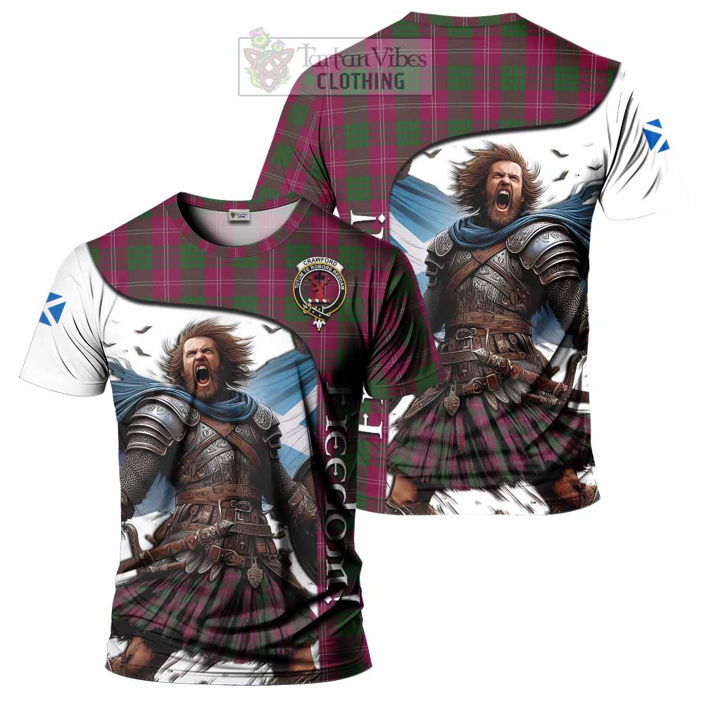 Crawford Crest Tartan T-Shirt Inspired by the Freedom of Scottish Warrior