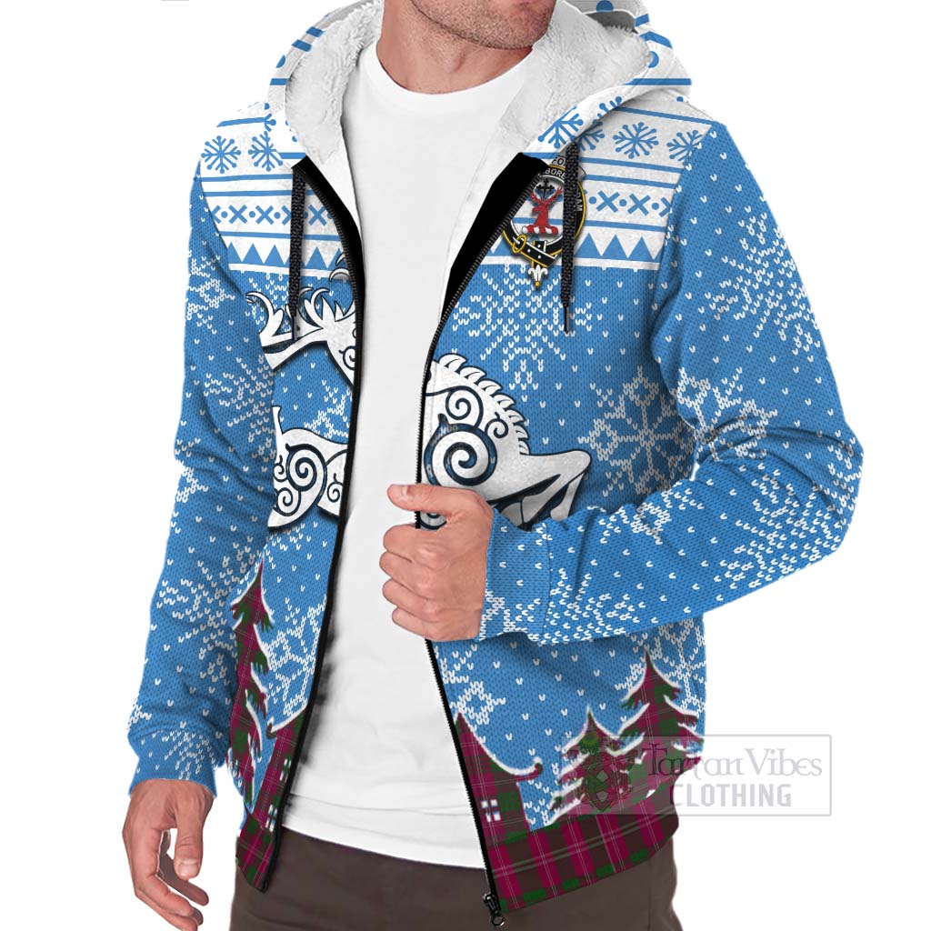 Tartan Vibes Clothing Crawford Clan Christmas Sherpa Hoodie Celtic Reindeer Style