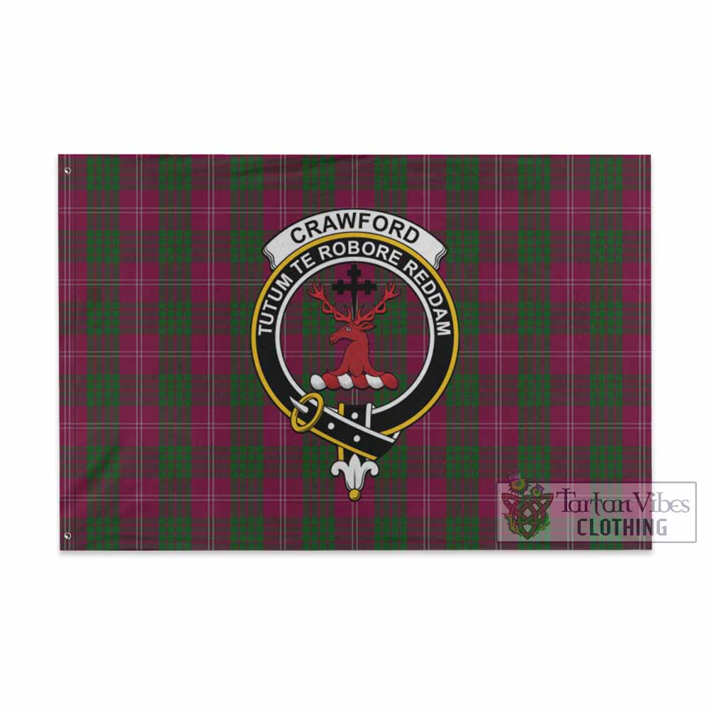 Tartan Vibes Clothing Crawford Tartan House Flag with Family Crest