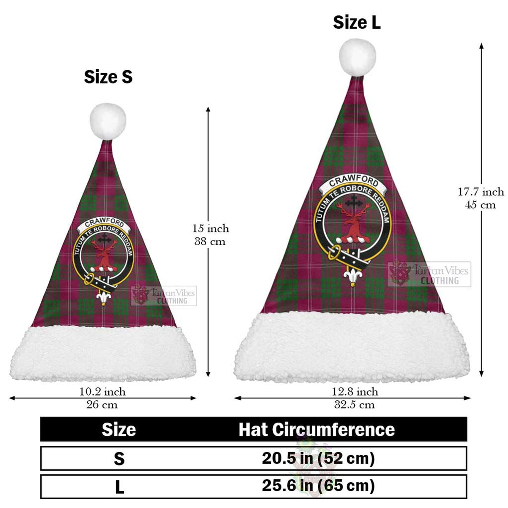 Crawford Tartan Christmas Santa Hats with Family Crest Christmas Hat L 25.6in (65cm) - Tartan Vibes Clothing
