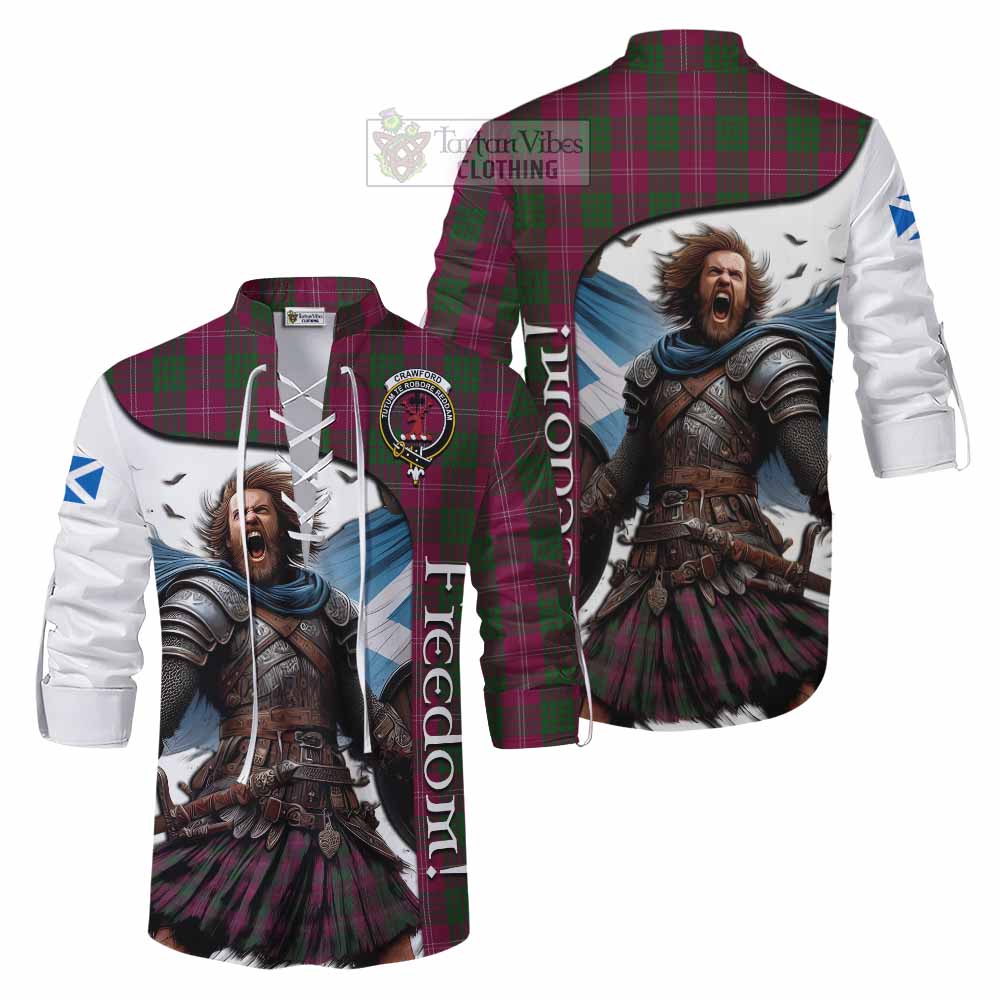 Tartan Vibes Clothing Crawford Crest Tartan Ghillie Kilt Shirt Inspired by the Freedom of Scottish Warrior