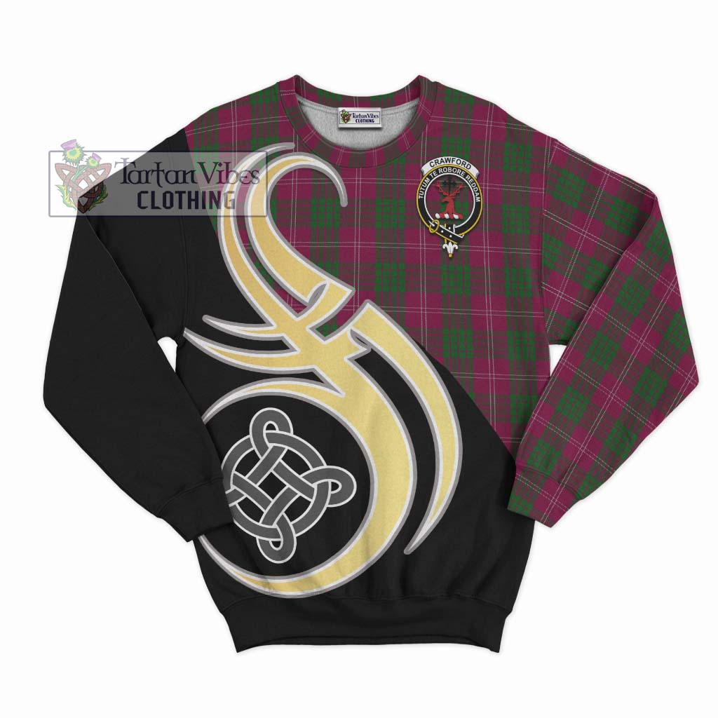 Tartan Vibes Clothing Crawford Tartan Sweatshirt with Family Crest and Celtic Symbol Style