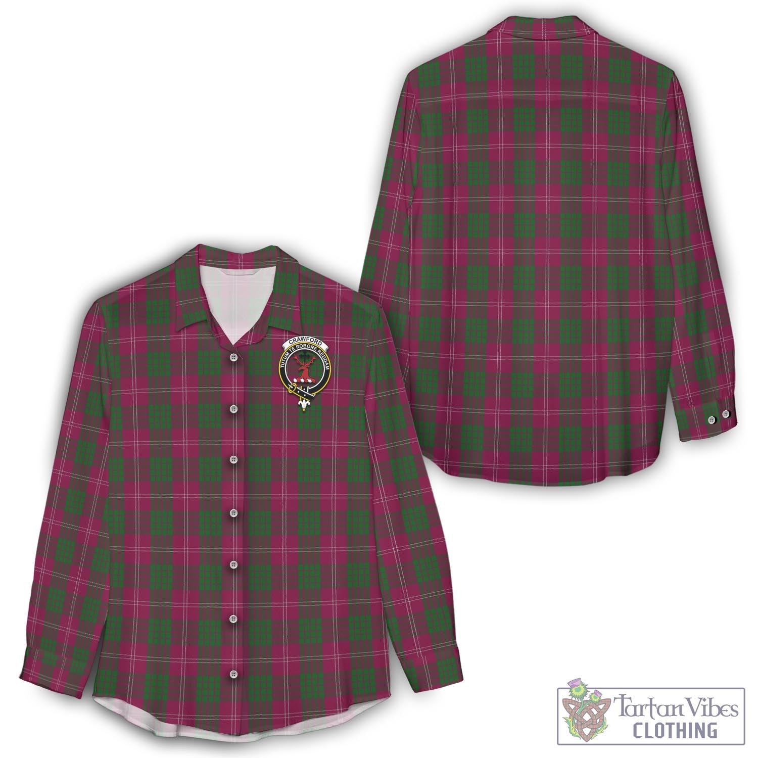 Tartan Vibes Clothing Crawford Tartan Womens Casual Shirt with Family Crest