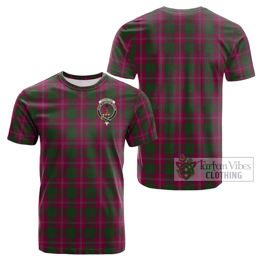 Tartan Vibes Clothing Crawford Tartan Cotton T-Shirt with Family Crest