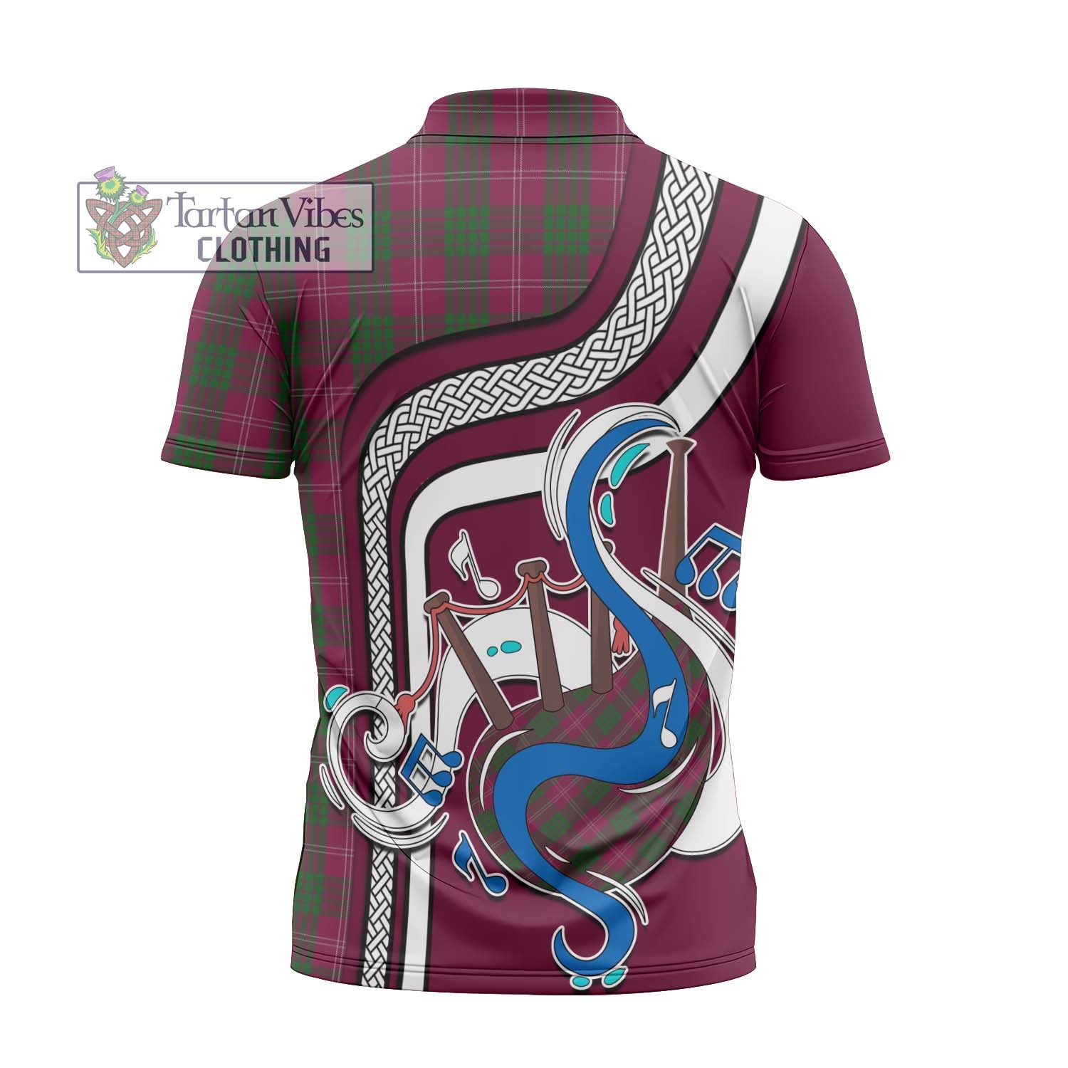 Tartan Vibes Clothing Crawford Tartan Zipper Polo Shirt with Epic Bagpipe Style