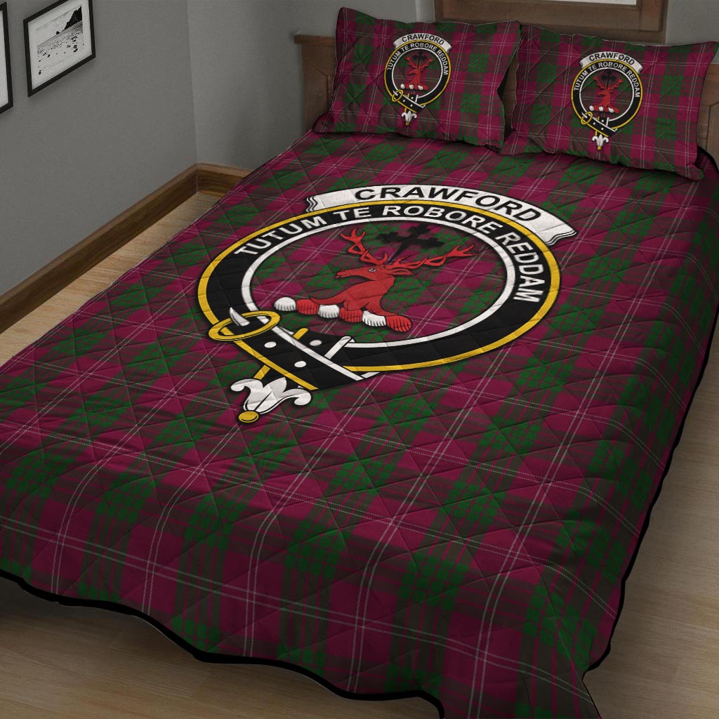 Crawford Tartan Quilt Bed Set with Family Crest - Tartanvibesclothing