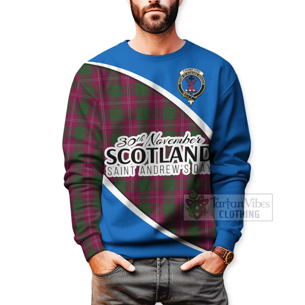 Tartan Vibes Clothing Crawford Family Crest Tartan Sweatshirt Celebrate Saint Andrew's Day in Style